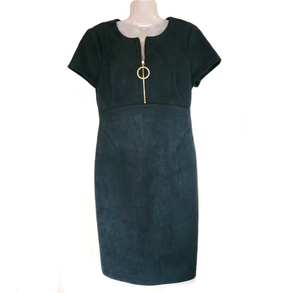 Like New Calvin Klein Green Suede Bodycon Dress Size 8
